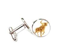 Cufflinks, Mighty Cattle Totem Dynamic Particle Flow, Taurus Twelve Zodiac Signs, Personalized Luck Cuff Buckle, Shirt Accessory Gift For Accountant Boss Business Wedding Prom