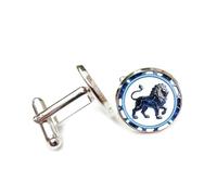 Cufflinks, Mighty Lion Totem Nebula Deep-Space Relief Sculpture, Leo Twelve Zodiac Signs, Personalized Cuff Buckle, Shirt Accessory Gift For Accountant Boss Business Wedding Prom Formal Occasion