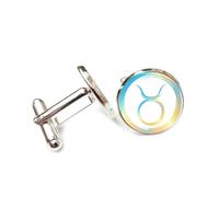 Cufflinks, Novelty Taurus Scattering Spectral Diffraction, Taurus Twelve Zodiac Signs, Personalized Luck Cuff Buckle, Shirt Accessory Gift For Accountant Boss Business Wedding Prom
