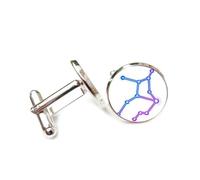 Cufflinks, Novelty Zodiac Wave Pattern Cyber Neon Design, Virgo Twelve Zodiac Signs, Personalized Luck Cuff Buckle, Shirt Accessory Gift For Accountant Boss Business Wedding Prom