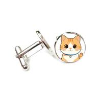 Cufflinks, Orrange Head Stripe Cute Little Cat, Tie A Bell Around Its Neck, Personalized Cuff Buckle, Sparkly Shirt Accessory Gift For Accountant Boss Business Wedding Prom Formal Occasion