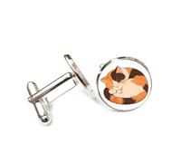 Cufflinks, Orrange Stripe Cute Cat, Sleeping On The Ground, Personalized Style Cuff Buckle, Sparkly Shirt Accessory Gift For Accountant Boss Business Wedding Prom Formal Occasion