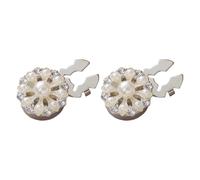 Cufflinks Pearl-Look Floral Accessories for Dress Shirt Cuffs with Silver Tone Structure, Clear Stone Detail, Matching Pair, Suit Styling Pearl Look Cufflinks Floral Dress Shirt Accessories Silver Set