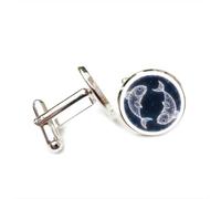 Cufflinks, Pisces Double Fish Cyber Quantum Entanglement Friend Gift, Pisces Twelve Zodiac, Personalized Cuff Buckle, Shirt Accessory Gift For Accountant Boyfriend Business Wedding
