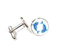 Cufflinks, Pisces Double Fish Nebula Quantum Entanglement Friend Gift, Pisces Twelve Zodiac, Personalized Cuff Buckle, Shirt Accessory Gift For Accountant Boyfriend Business Wedding