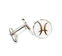 Cufflinks, Pisces Fire Bolt Darkness Heavy Metal Pray Luck Friend Gift, Pisces Twelve Zodiac, Personalized Cuff Buckle, Shirt Accessory Gift For Accountant Boyfriend Business Wedding