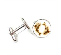 Cufflinks, Pisces Fire Double Fish Heavy Metal Pray Luck Friend Gift, Pisces Twelve Zodiac, Personalized Cuff Buckle, Shirt Accessory Gift For Accountant Boyfriend Business Wedding