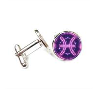 Cufflinks, Pisces Galaxy Star Line Cyber Neon Art Friend Gift, Pisces Twelve Zodiac Signs, Personalized Luck Cuff Buckle, Shirt Accessory Gift For Accountant Boyfriend Business Wedding