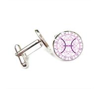 Cufflinks, Pisces Star Chart Compass Future Cyber Neon Luck Gift, Pisces Twelve Zodiac Signs, Personalized Cuff Buckle, Shirt Accessory Gift For Accountant Boyfriend Business Wedding