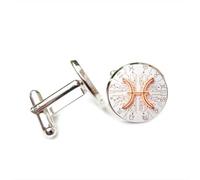 Cufflinks, Pisces Symbol Compass Line Circuit Board Luck Friend Gift, Pisces Twelve Zodiac, Personalized Cuff Buckle, Shirt Accessory Gift For Accountant Boyfriend Business Wedding