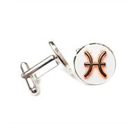 Cufflinks, Pisces Symbol Fire Texture Heavy Metal Pray Luck Friend Gift, Pisces Twelve Zodiac, Personalized Cuff Buckle, Shirt Accessory Gift For Accountant Boyfriend Business Wedding