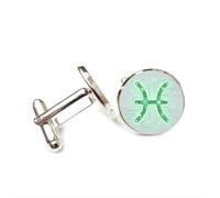Cufflinks, Pisces Symbol Grid Line Circuit Board Luck Friend Gift, Pisces Twelve Zodiac, Personalized Cuff Buckle, Shirt Accessory Gift For Accountant Boyfriend Business Wedding