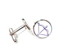 Cufflinks, Pixel Bow Totem Gradient Fault Art, Sagittarius Twelve Zodiac Signs, Personalized Cuff Buckle, Shirt Accessory Gift For Accountant Boss Business Wedding Prom Formal Occasion