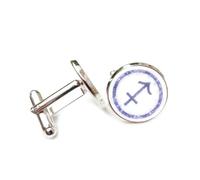 Cufflinks, Purple Symbol Quantum Entanglement, Sagittarius Twelve Zodiac Signs, Personalized Cuff Buckle, Shirt Accessory Gift For Accountant Boss Business Wedding Prom Formal Occasion