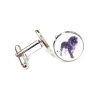 Cufflinks, Purple Walking Lion Totem Quantum Entanglement Design, Leo Twelve Zodiac Signs, Personalized Cuff Buckle, Shirt Accessory Gift For Accountant Boss Business Wedding Prom Formal Occasion