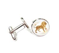 Cufflinks, Running Lion Totem Fashion Tail Effect Particle Flow, Leo Twelve Zodiac Signs, Personalized Cuff Buckle, Shirt Accessory Gift For Accountant Boss Business Wedding Prom Formal Occasion