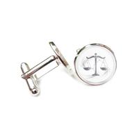 Cufflinks, Shinning Gray Libra Symbol Particle Flow Style, Twelve Zodiac Signs, Cuff Buckle, Shirt Accessory Gift For Accountant Boss Business Wedding Prom Formal Occasion