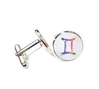 Cufflinks, Shinning Libra Symbol Rainbow Particle Flow Style, Twelve Zodiac Signs, Cuff Buckle, Shirt Accessory Gift For Accountant Boss Business Wedding Prom Formal Occasion