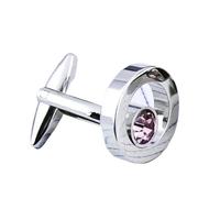 Cufflinks Shirt Cufflinks Men's And Women's Business Banquet Wedding Speech Simple Metal Crystal Cuff Links For Men(Pink)