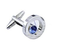 Cufflinks Shirt Cufflinks Men's And Women's Business Banquet Wedding Speech Simple Metal Crystal Cuff Links For Men(Blue)