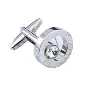 Cufflinks Shirt Cufflinks Men's And Women's Business Banquet Wedding Speech Simple Metal Crystal Cuff Links For Men(White)