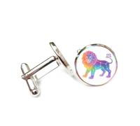 Cufflinks, Standing Lion Totem Scattering Spectral Diffraction, Leo Twelve Zodiac Signs, Personalized Cuff Buckle, Shirt Accessory Gift For Accountant Boss Business Wedding Prom Formal Occasion