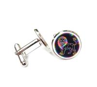 Cufflinks, Standing Lion Totem Scattering Spectral Diffraction, Leo Twelve Zodiac Signs, Personalized Cuff Buckle, Shirt Accessory Gift For Accountant Boss Business Wedding Prom Formal Occasion