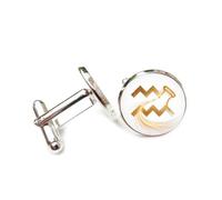 Cufflinks, Star Dynamic Trailing Effect Particle Flow, Aquarius Twelve Zodiac Signs, Personalized Cuff Buckle, Shirt Accessory Gift For Accountant Boss Business Wedding Prom Formal Occasion