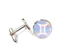 Cufflinks, Star Pattern Symbol Spectral Diffraction, Libra Twelve Zodiac Signs, Personalized Cuff Buckle, Shirt Accessory Gift For Accountant Boss Business Wedding Prom Formal Occasion