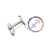 Cufflinks, Stripe Arrow Totem Gradient Fault Art, Sagittarius Twelve Zodiac Signs, Personalized Cuff Buckle, Shirt Accessory Gift For Accountant Boss Business Wedding Prom Formal Occasion