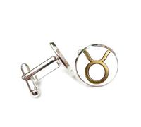 Cufflinks, Taurus Symbol Bronze Corroded Stripe Heavy Metal Style, Taurus Twelve Zodiac Signs, Personalized Luck Cuff Buckle, Shirt Accessory Gift For Accountant Boss Business Wedding Prom
