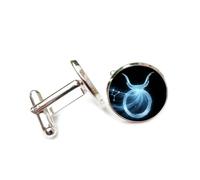 Cufflinks, Taurus Symbol Dynamic Star Fashion Particle Flow, Taurus Twelve Zodiac Signs, Personalized Luck Cuff Buckle, Shirt Accessory Gift For Accountant Boss Business Wedding Prom