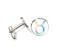 Cufflinks, Taurus Symbol Gentleman Scattering Spectral Diffraction, Taurus Twelve Zodiac Signs, Personalized Luck Cuff Buckle, Shirt Accessory Gift For Accountant Boss Business Wedding Prom