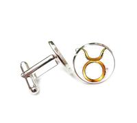 Cufflinks, Taurus Symbol Gold Scan Gradient Lines Fault Art Style, Taurus Twelve Zodiac Signs, Personalized Luck Cuff Buckle, Shirt Accessory Gift For Accountant Boss Business Wedding Prom