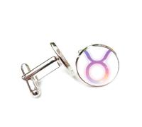 Cufflinks, Taurus Symbol Novelty Scattering Spectral Diffraction, Taurus Twelve Zodiac Signs, Personalized Luck Cuff Buckle, Shirt Accessory Gift For Accountant Boss Business Wedding Prom