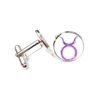 Cufflinks, Taurus Symbol Purple Nebula Aura Quantum Entanglement, Taurus Twelve Zodiac Signs, Personalized Luck Cuff Buckle, Shirt Accessory Gift For Accountant Boss Business Wedding Prom
