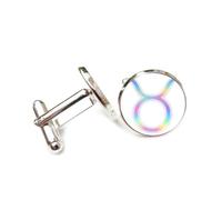 Cufflinks, Taurus Symbol Scattering Spectral Diffraction, Taurus Twelve Zodiac Signs, Personalized Luck Cuff Buckle, Shirt Accessory Gift For Accountant Boss Business Wedding Prom
