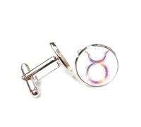 Cufflinks, Taurus Symbol Shinning Cosmic Nebula Quantum Entanglement, Taurus Twelve Zodiac Signs, Personalized Luck Cuff Buckle, Shirt Accessory Gift For Accountant Boss Business Wedding Prom
