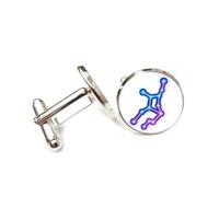 Cufflinks, Technology Star Pattern Artistic Cyber Neon Design, Virgo Twelve Zodiac Signs, Personalized Luck Cuff Buckle, Shirt Accessory Gift For Accountant Boss Business Wedding Prom