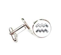 Cufflinks, Thorns Wave Pattern Heavy Metal Style, Aquarius Twelve Zodiac Signs, Personalized Cuff Buckle, Shirt Accessory Gift For Accountant Boss Business Wedding Prom Formal Occasion