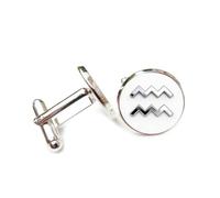 Cufflinks, Three-Dimensional Symbol Pattern Heavy Metal Style, Aquarius Twelve Zodiac Signs, Personalized Cuff Buckle, Shirt Accessory Gift For Accountant Boss Business Wedding Prom Formal Occasion