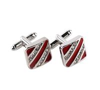 Cufflinks Two-color Square Simple Cufflinks Mens Red/Black Enamel Business Cuff Links Button Classic Shirt Cufflink(Red)