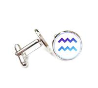 Cufflinks, Unique Design Spectral Diffraction, Aquarius Twelve Zodiac Signs, Personalized Cuff Buckle, Shirt Accessory Gift For Accountant Boss Business Wedding Prom Formal Occasion