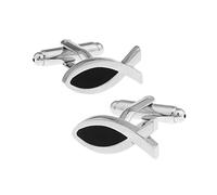 Cufflinks Unique, Initial Cufflinks for Men Black Fish Shirt Accessories 2X1.4CM