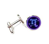 Cufflinks, Unique Libra Symbol Star Techiness Cyber Neon, Libra Twelve Zodiac Signs, Cuff Buckle, Shirt Accessory Gift For Accountant Boss Business Wedding Prom Formal Occasion