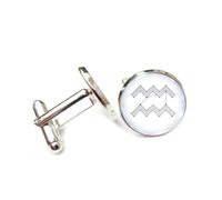 Cufflinks, Unique Zodiac Symbol Holographic Projection, Aquarius Twelve Zodiac Signs, Personalized Cuff Buckle, Shirt Accessory Gift For Accountant Boss Business Wedding Prom Formal Occasion