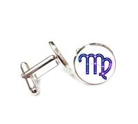 Cufflinks, Virgo Star Symbol Future Artistic Cyber Neon Design, Virgo Twelve Zodiac Signs, Personalized Luck Cuff Buckle, Shirt Accessory Gift For Accountant Boss Business Wedding Prom