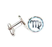 Cufflinks, Virgo Zodiac Texture Science Relief Lucky Art Friend Gift, Virgo Twelve Zodiac Signs, Personalized Luck Cuff Buckle, Shirt Accessory Gift For Accountant Boss Business Wedding Prom