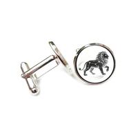 Cufflinks, Walking Lion Totem Gray Tail Effect Particle Flow, Leo Twelve Zodiac Signs, Personalized Cuff Buckle, Shirt Accessory Gift For Accountant Boss Business Wedding Prom Formal Occasion