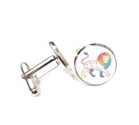 Cufflinks, Walking Lion Totem Scattering Spectral Diffraction, Leo Twelve Zodiac Signs, Personalized Cuff Buckle, Shirt Accessory Gift For Accountant Boss Business Wedding Prom Formal Occasion